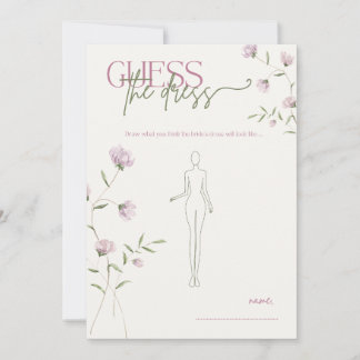 Invitation Jeu de mariage minimaliste floral 'Devinez la robe