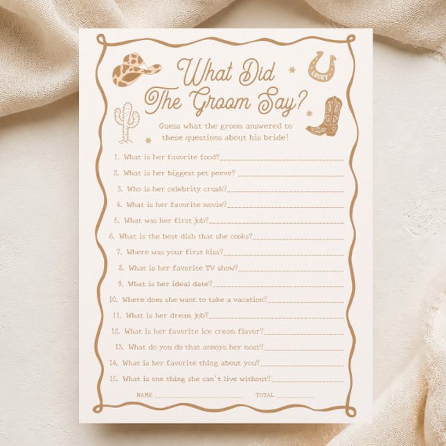 Invitation Jeu de mariage occidental pour enterrement de vie  (Créateur téléchargé)