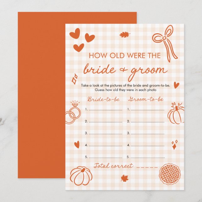 Invitation Jeu de mariage Orange Fall Quel âge avaient les ma (Devant / Derrière)