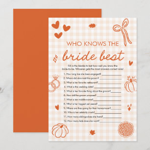 Invitation Jeu de mariage Orange Fall Qui connaît le mieux la