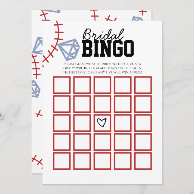 Invitation Jeu de mariage pailleté pour une douche de mariée  (Devant / Derrière)