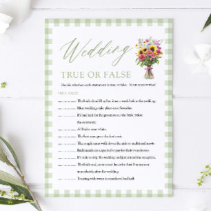 Invitation Jeu de mariage Sage Vrai ou Faux pour la fête de m