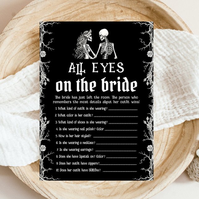 Invitation Jeu de mariage squelette d'Halloween toutes les ye (Halloween Skeleton All Eyes On The Bride Game)