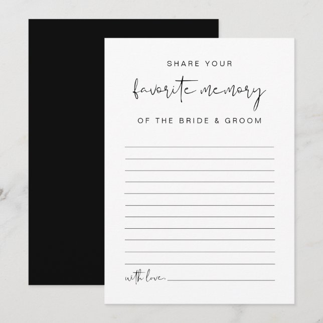 Invitation Jeu de mémoire JOVI Edgy Black Moderne préféré (Devant / Derrière)