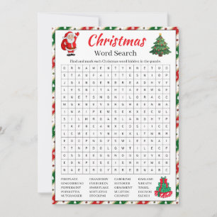 Invitation Jeu de mots cachés de Noël Amusant mot de vacanc
