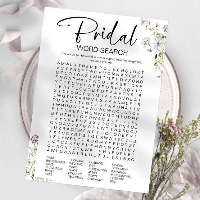 Invitation Jeu de mots cachés pour la fête de douche nuptiale (Créateur téléchargé)