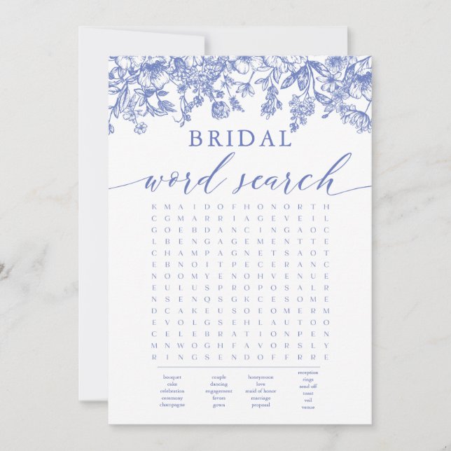 Invitation Jeu de mots cachés pour une baby shower de mariage (Devant)