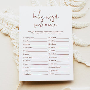 Invitation Jeu de mots mêlés bébé CORIANDER Boho Rust Invitat