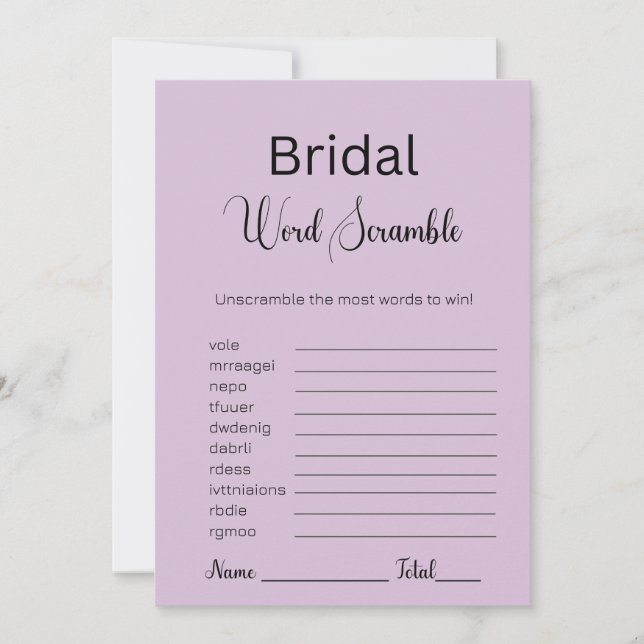 Invitation Jeu de mots mêlés de mariage au chardon violet (Devant)