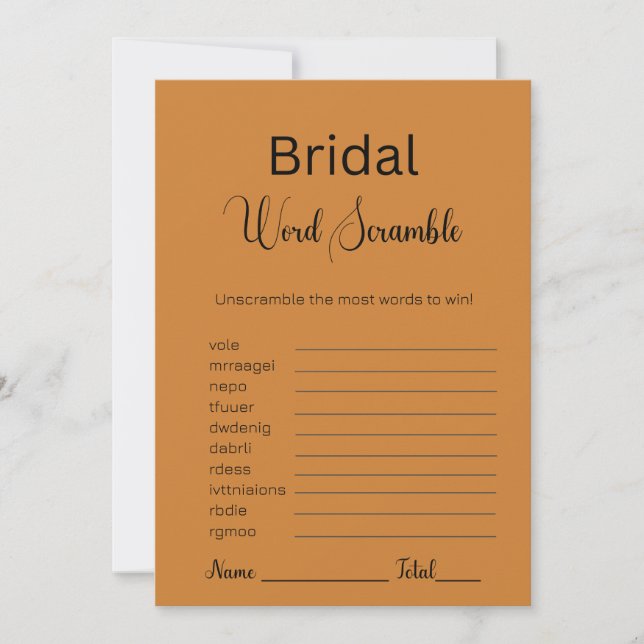 Invitation Jeu de mots mêlés de mariage en bronze (Devant)