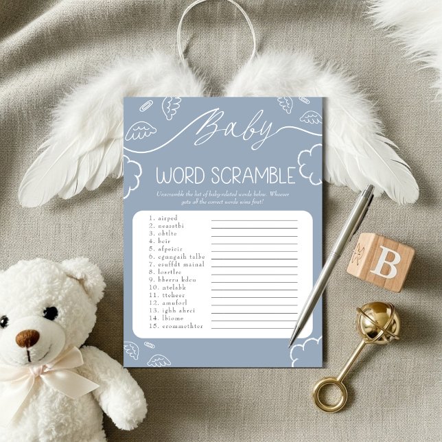 Invitation Jeu de mots mêlés Heavenly Blue Baby (Heavenly Blue Baby Word Scramble Game )