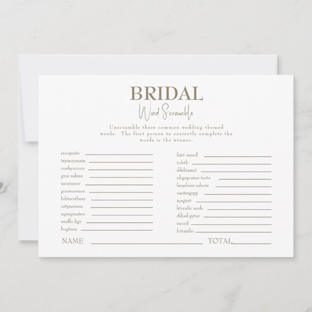 Invitation Jeu de mots mêlés pour une baby shower de mariage  (Devant)