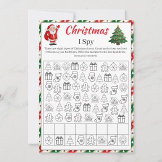 Invitation Jeu de Noël I Spy | Chasse au trésor d'images de v