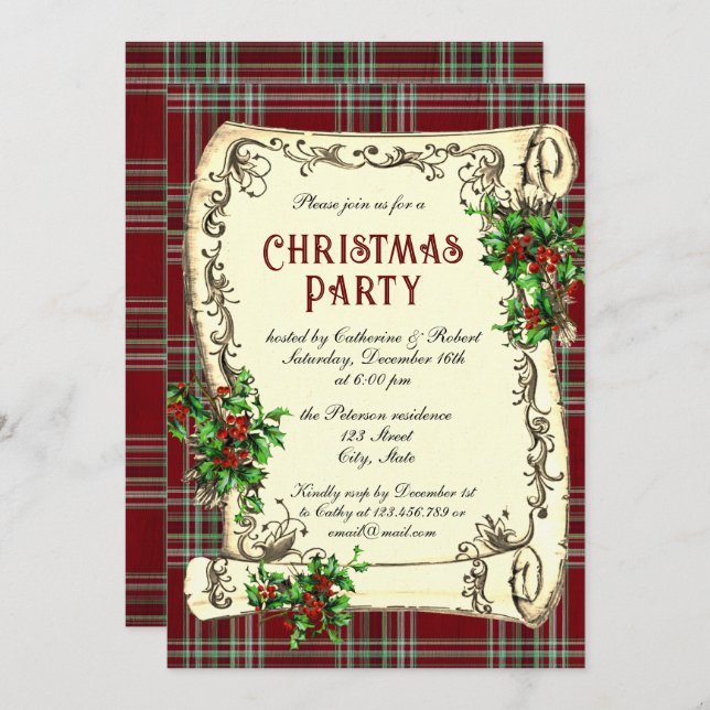 Invitation Jeu de Noël traditionnel Plaid (Devant / Derrière)