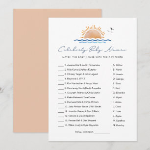 Invitation Jeu de Noms de Bébés Célébrités de Plage OCEANSIDE