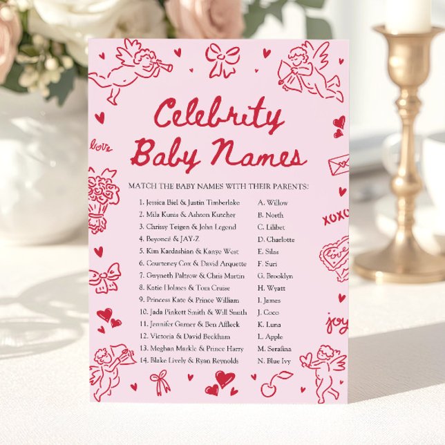Invitation Jeu de noms de bébés de célébrités à dessiner à la (Hand Drawn Valentine Celebrity Baby Name Game)