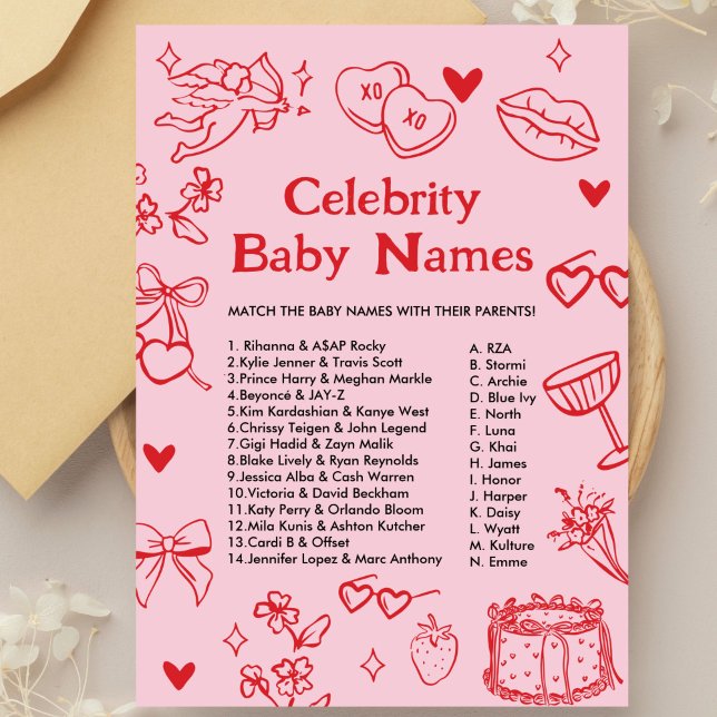 Invitation Jeu de noms de bébés de célébrités de la Saint-Val (Créateur téléchargé)