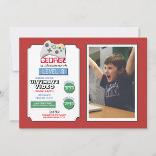 Invitation Jeu de partie de jeux vidéo Jeux de jeux Red Photo
