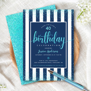 Invitation Jeu de parties scintillant d'anniversaire Turquois