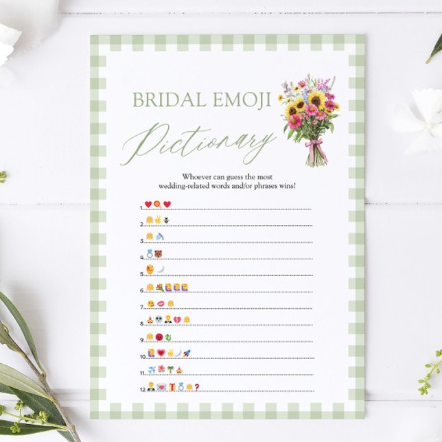 Invitation Jeu de Pictionary avec des Émoticônes pour une Bab (Sage Green Bridal Shower Emoji Pictionary Game)