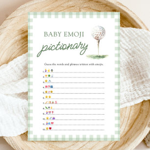 Invitation Jeu de Pictionary avec Émoticône Bébé Golf à Carre