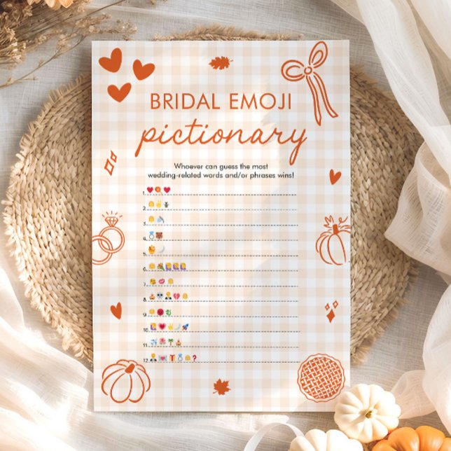 Invitation Jeu de Pictionary d'émoticônes pour la douche de m (Orange Fall Bridal Shower Emoji Pictionary Game)