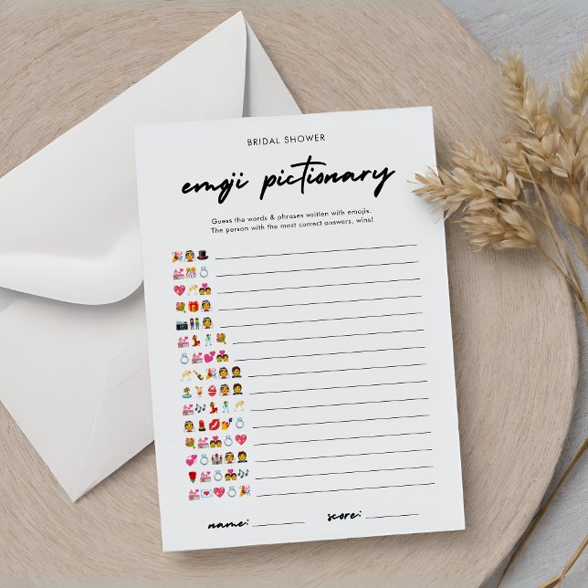 Invitation Jeu de Pictionary Emoji nuptiale moderne avec répo (Créateur téléchargé)