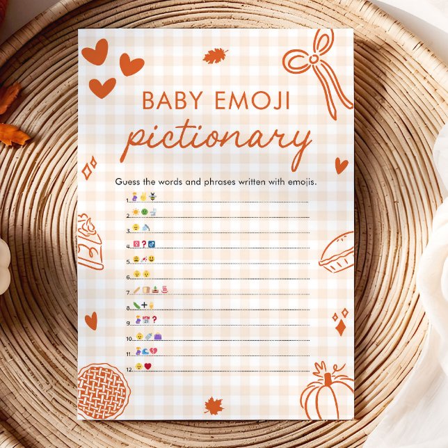 Invitation Jeu de Pictionary pour bébé italien dessiné à la m (Fall Hand Drawn Italian Baby Emoji Pictionary Game)