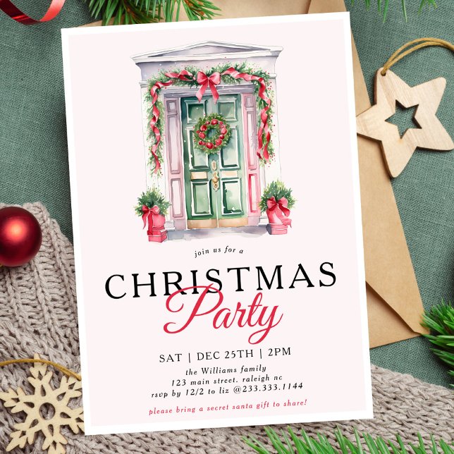 Invitation Jeu de portes de Noël de Script Gold moderne (Créateur téléchargé)