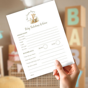 Invitation Jeu de Prédiction Bébé Un Nouveau Chapitre Commenc