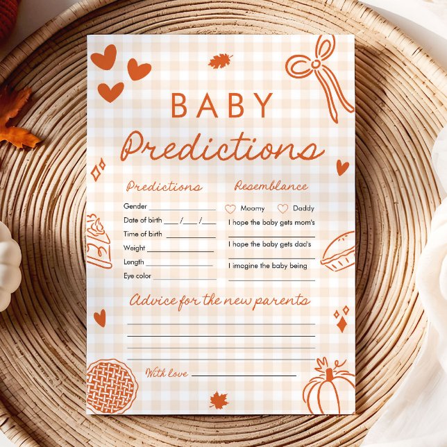 Invitation Jeu de prédiction de bébé dessiné à la main pour b (Fall Hand Drawn Baby Prediction Baby Shower Game)