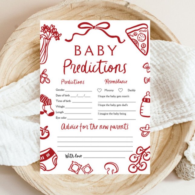 Invitation Jeu de prédiction pour bébé pizza italienne dessin (Créateur téléchargé)