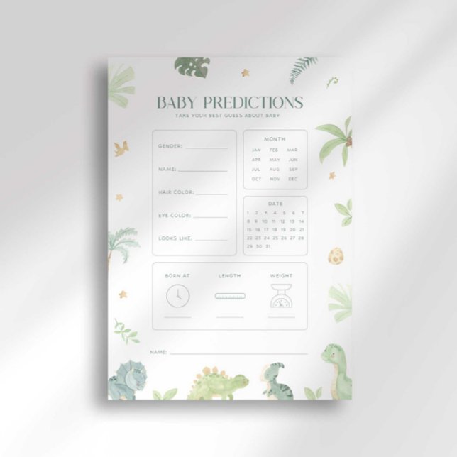 Invitation Jeu de prédiction pour bébé Shower Baby Dino (Créateur téléchargé)