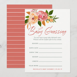 Invitation Jeu de prédictions pour bébé aux fleurs sauvages a