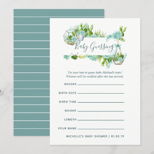 Invitation Jeu de prédictions pour bébé garçon aux succulents