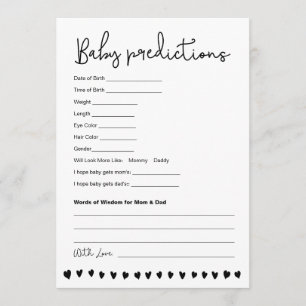 Invitation Jeu de Prédictions pour Bébé Imprimable Jeu de Bab