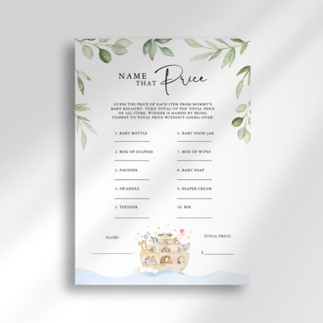 Invitation Jeu de prix pour Baby Shower sur l'Arche de Noé (Créateur téléchargé)