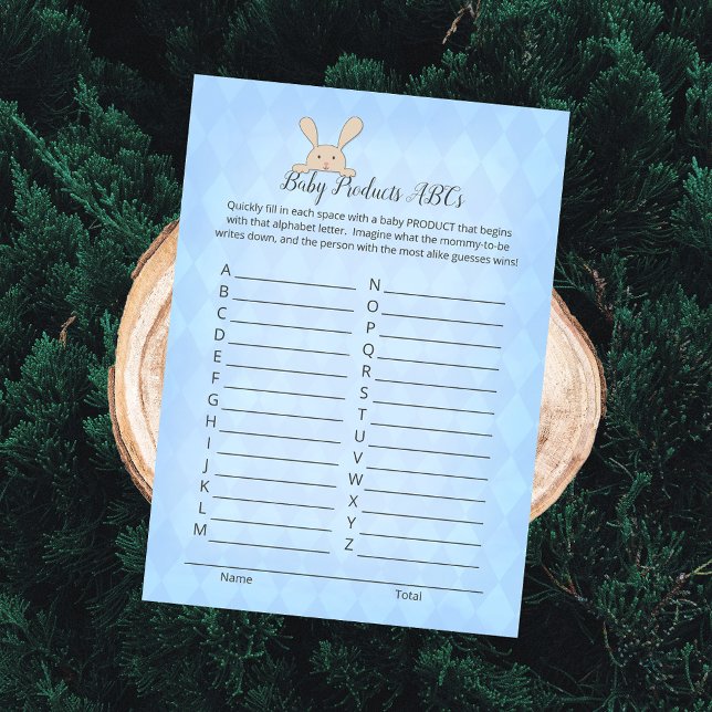 Invitation Jeu de produits pour bébé Tan Bunny Rabbit Blue Ar (Créateur téléchargé)
