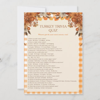 Invitation Jeu de quiz de la dinde de Thanksgiving