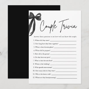 Invitation Jeu de quiz pour couple à ruban noir pour la fête