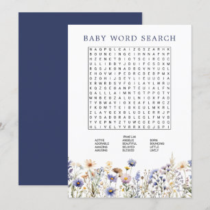 Invitation Jeu de recherche de mots pour Baby Shower Bohème F