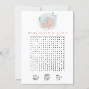 Invitation Jeu de recherche de mots pour Baby Shower Fille Ba