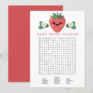 Invitation Jeu de recherche de mots pour Baby Shower Kawaii S