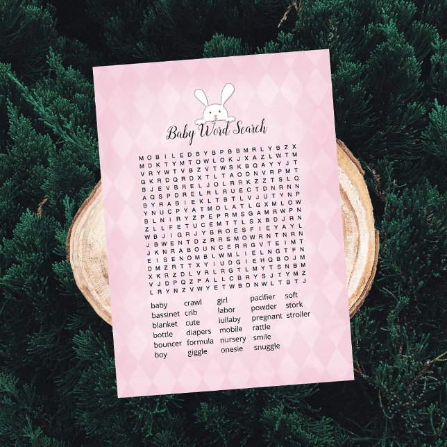 Invitation Jeu de recherche de mots pour bébé lapin blanc arg (Créateur téléchargé)