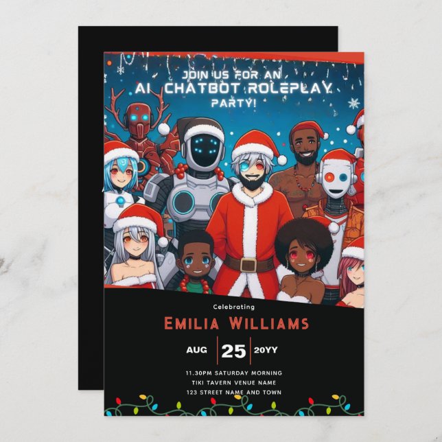 Invitation Jeu de rôle de chatbot ADULTE Noël de l'animal Rob (Devant / Derrière)