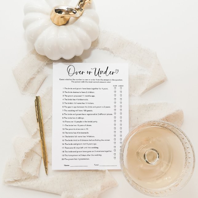 Invitation Jeu de Salle de Mariage Au-Dessus ou Au-Dessous (Créateur téléchargé)