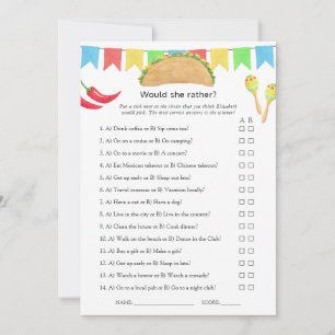 Invitation Jeu de salle de mariage "Ceci ou Cela" sur le thèm