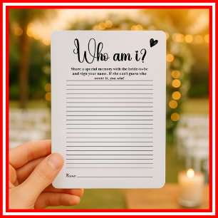 Invitation Jeu de Salle de Mariage Élégant "Qui Suis-Je"