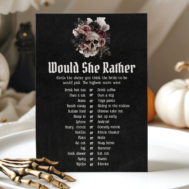 Invitation Jeu de Salle de Mariage "Halloween : Préférerait-E (Halloween Would She Rather Bridal Shower Game)