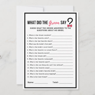 Invitation Jeu de Salle de Mariage Minimal Qu'a Dit le Marié